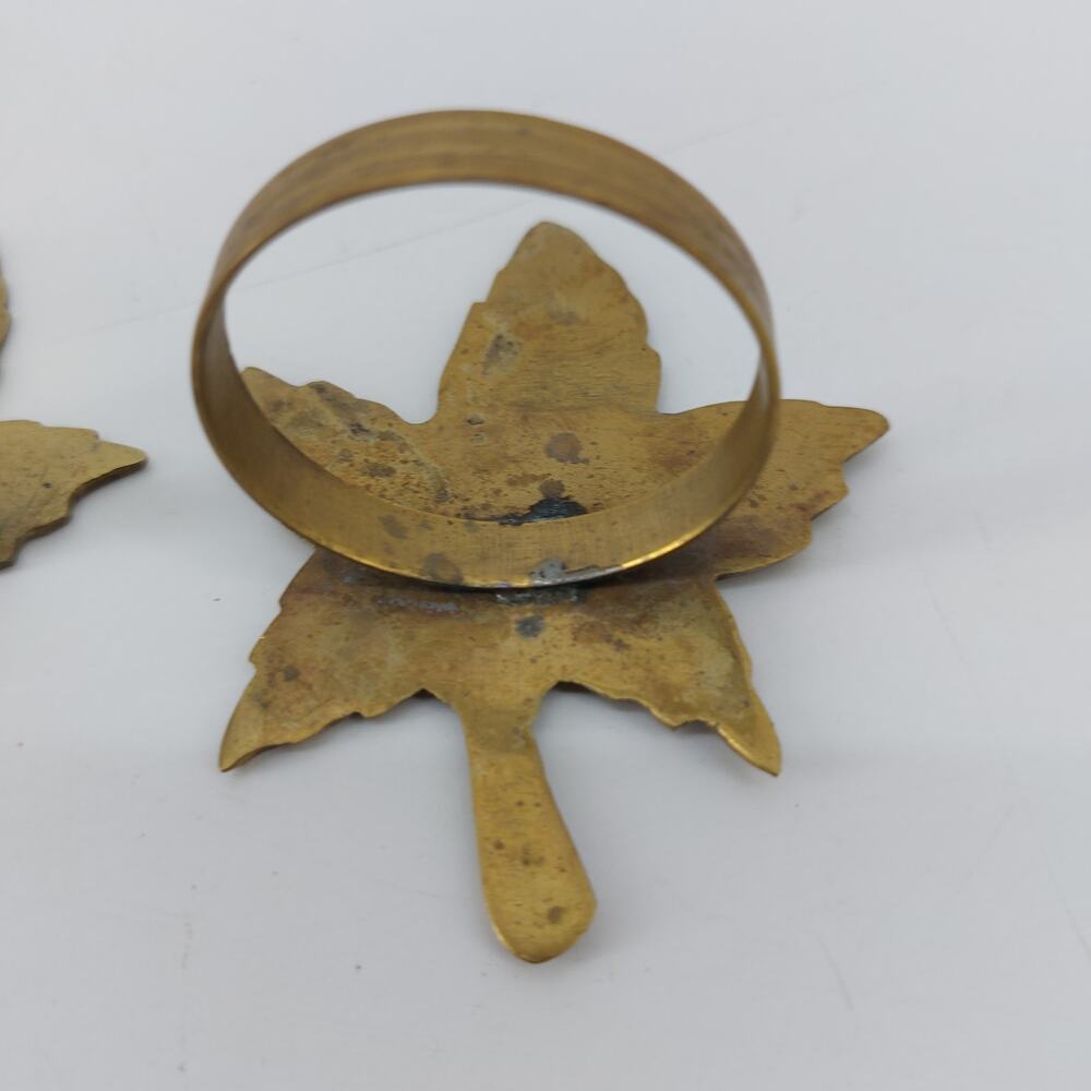 Thanksgiving Fall Leaves Napkin Rings Dining Gold Tone Lot 3 - Picture 8 of 12